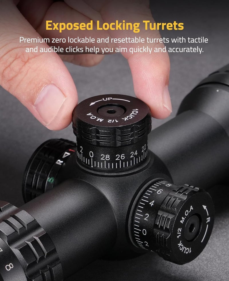 CVLIFE 2-10x32 MPVO AO Rifle Scope with Locking Turret, 5 Levels Red & Green Illumination Reticle, Parallax Adjustment, Second Focal Plane Scopes with 30mm Offset Scope Mount - Image 2